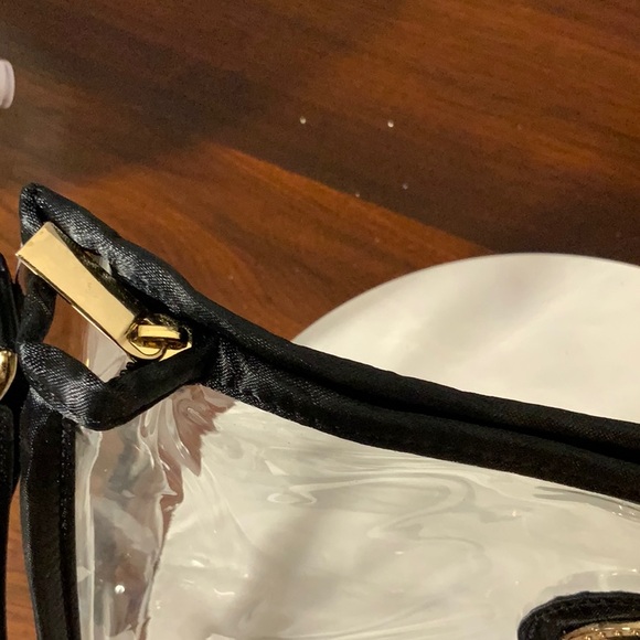 Clear stadium adjustable strap bag black trim Fleur De Lis emblem NWT - Picture 5 of 8